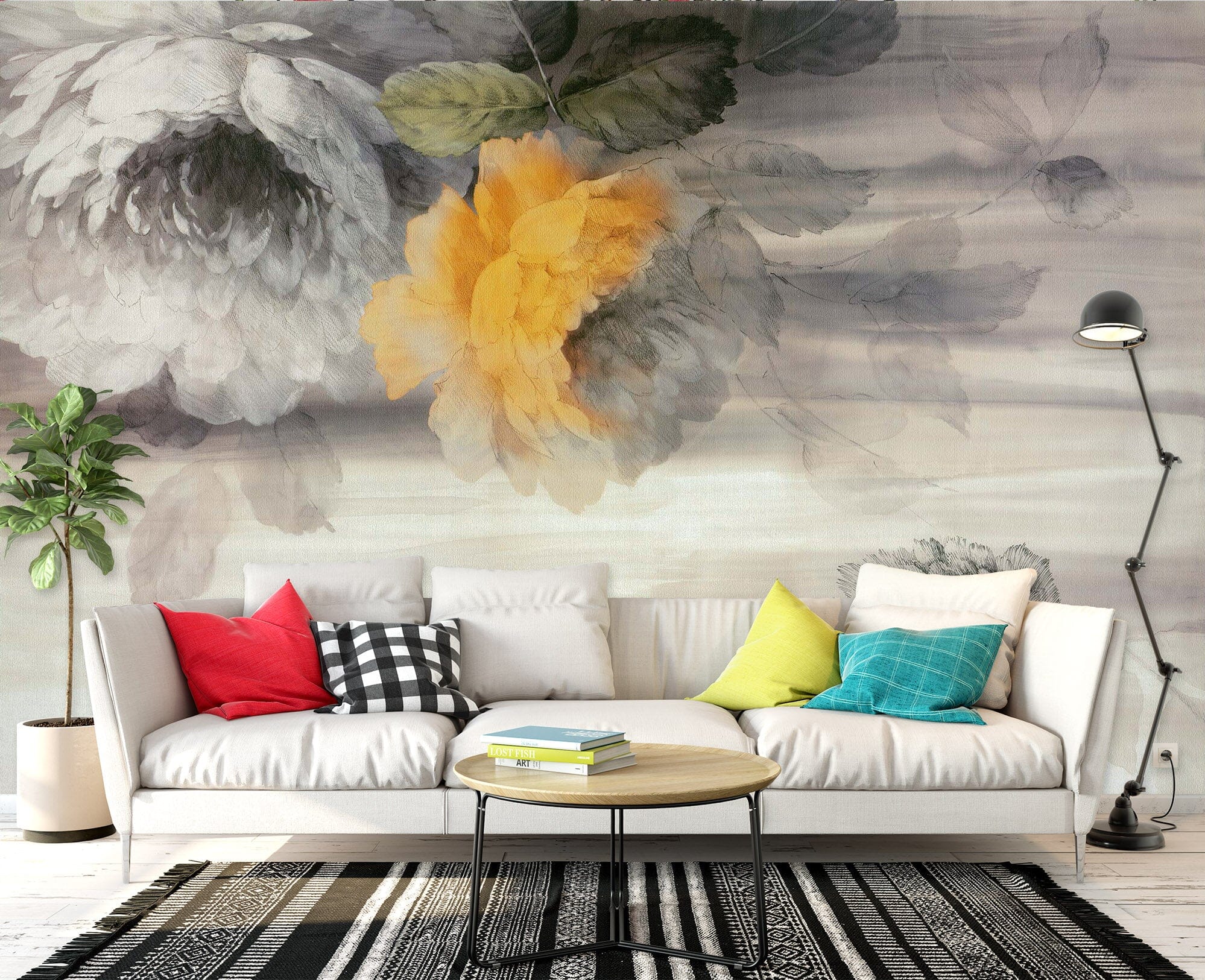 3D Hand Drawn Flowers 1485 Wall Murals Wallpaper AJ Wallpaper 2