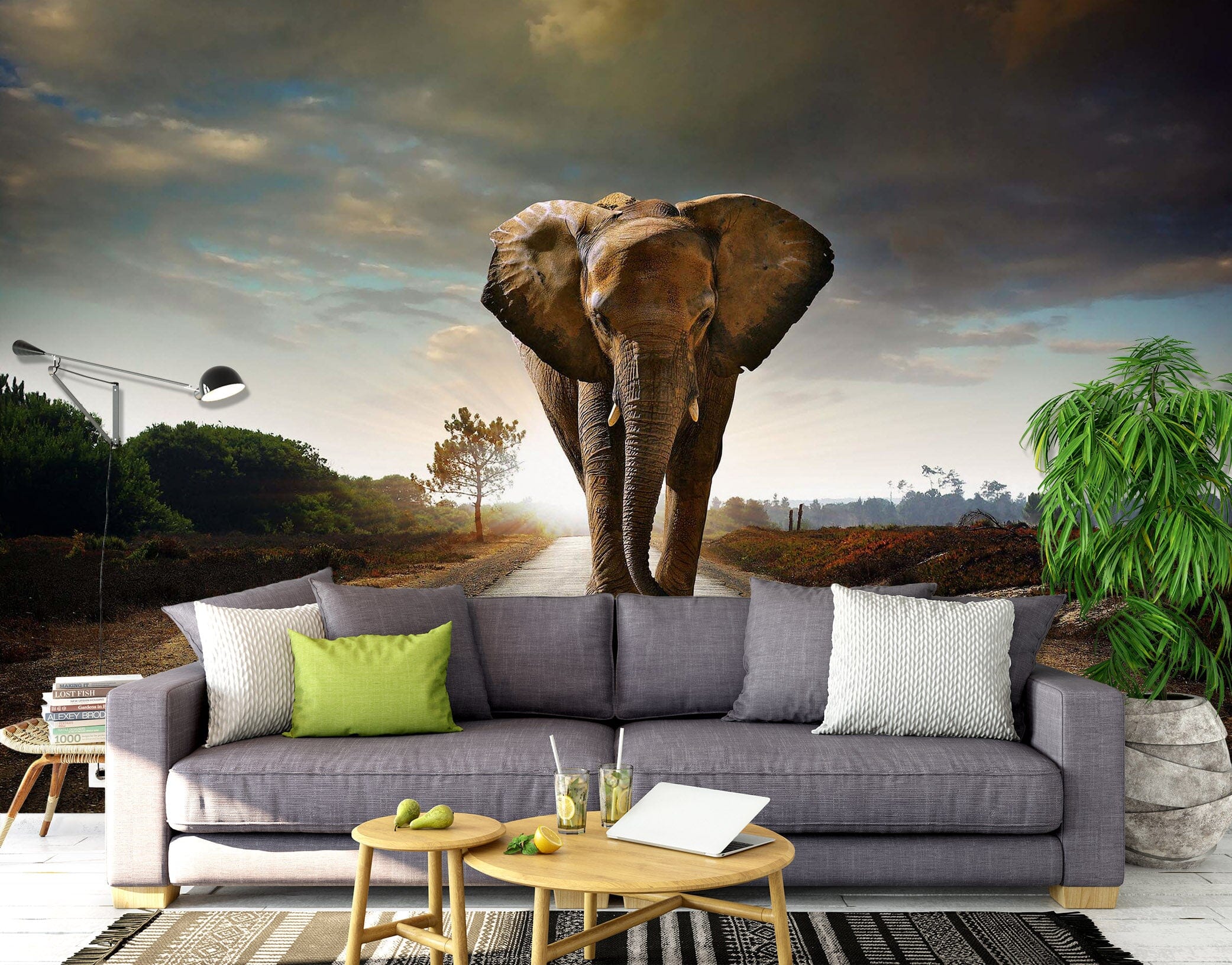 3D Road Elephant 1486 Wall Murals Wallpaper AJ Wallpaper 2