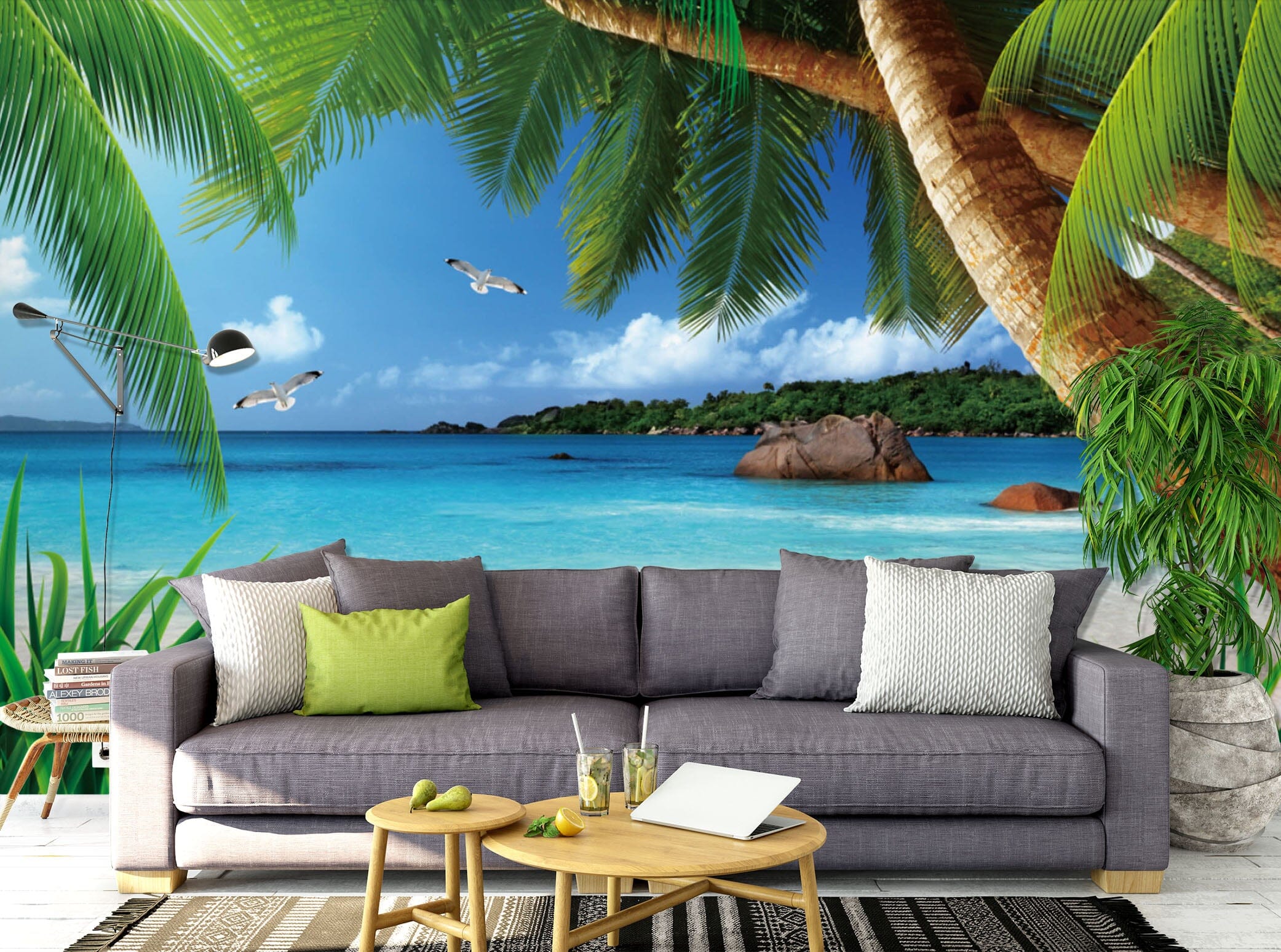 3D Coconut Palm Tree 1406 Wall Murals Wallpaper AJ Wallpaper 2