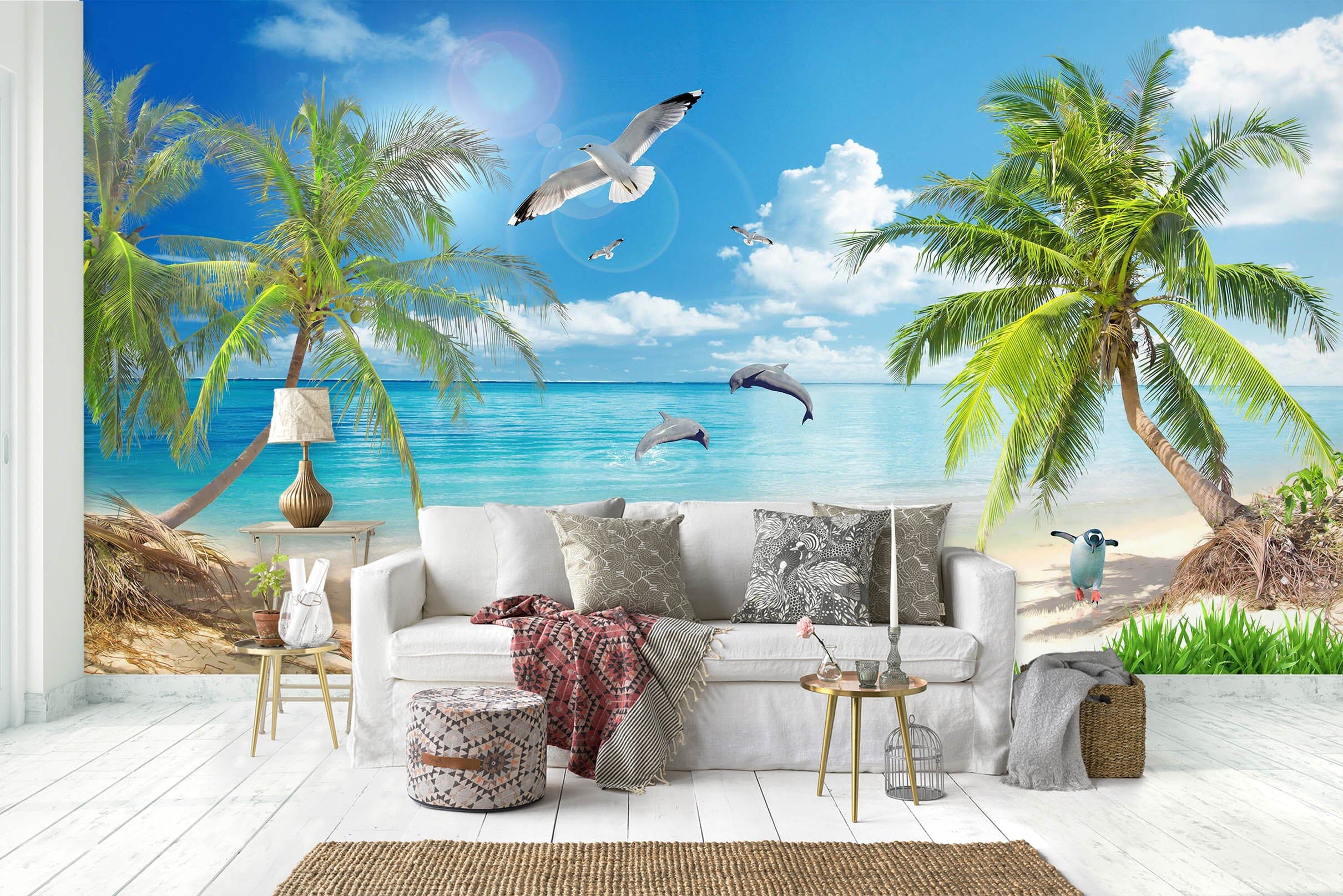3D Coconut Palm Tree 1449 Wall Murals Wallpaper AJ Wallpaper 2
