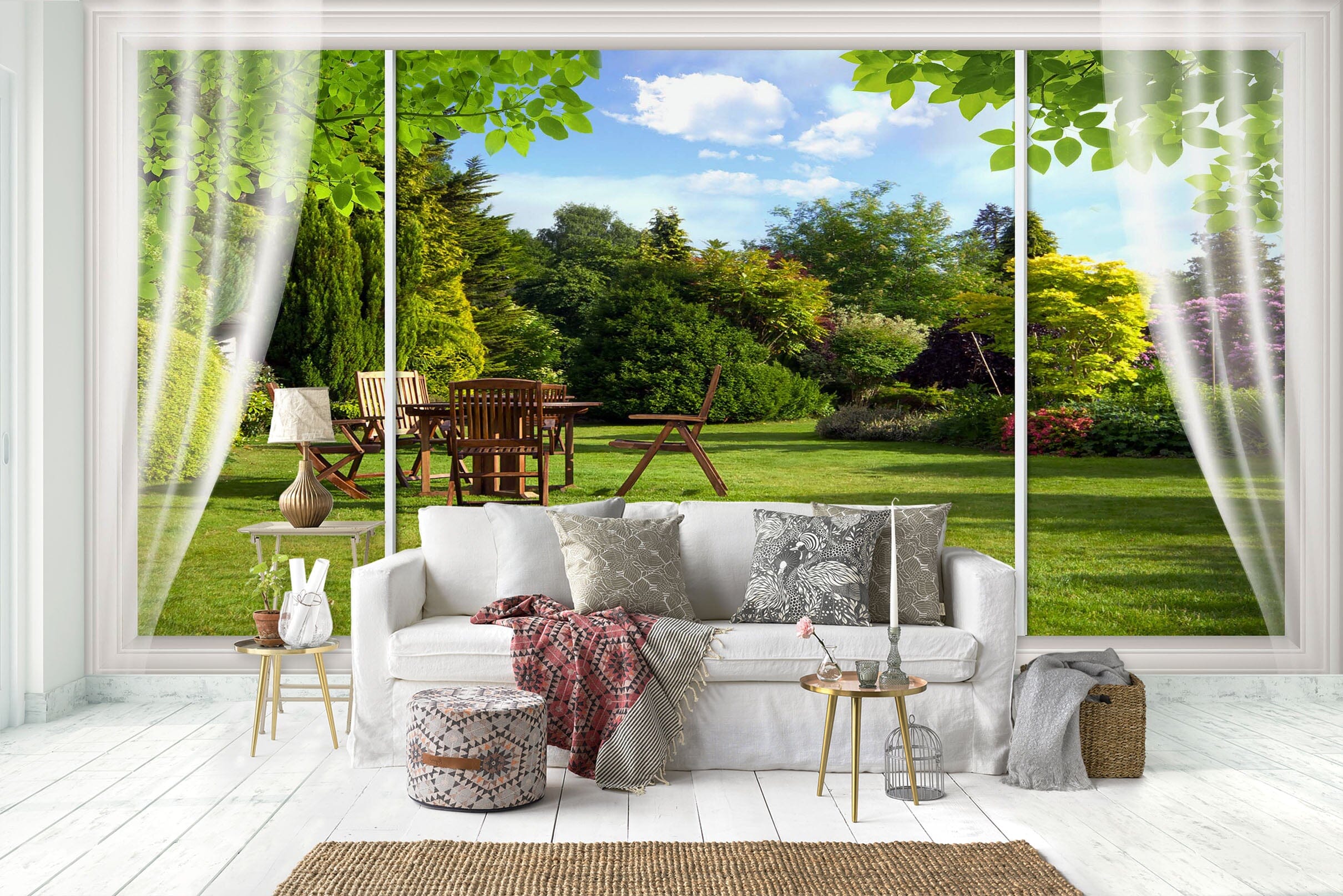3D Garden Tables 1479 Wall Murals Wallpaper AJ Wallpaper 2