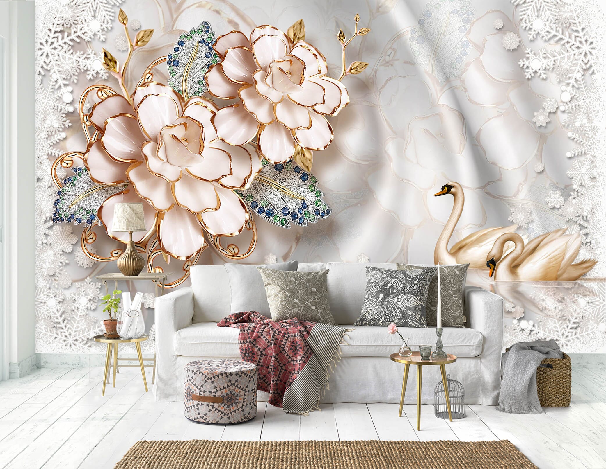 3D Pink Flowers 1534 Wall Murals Wallpaper AJ Wallpaper 2