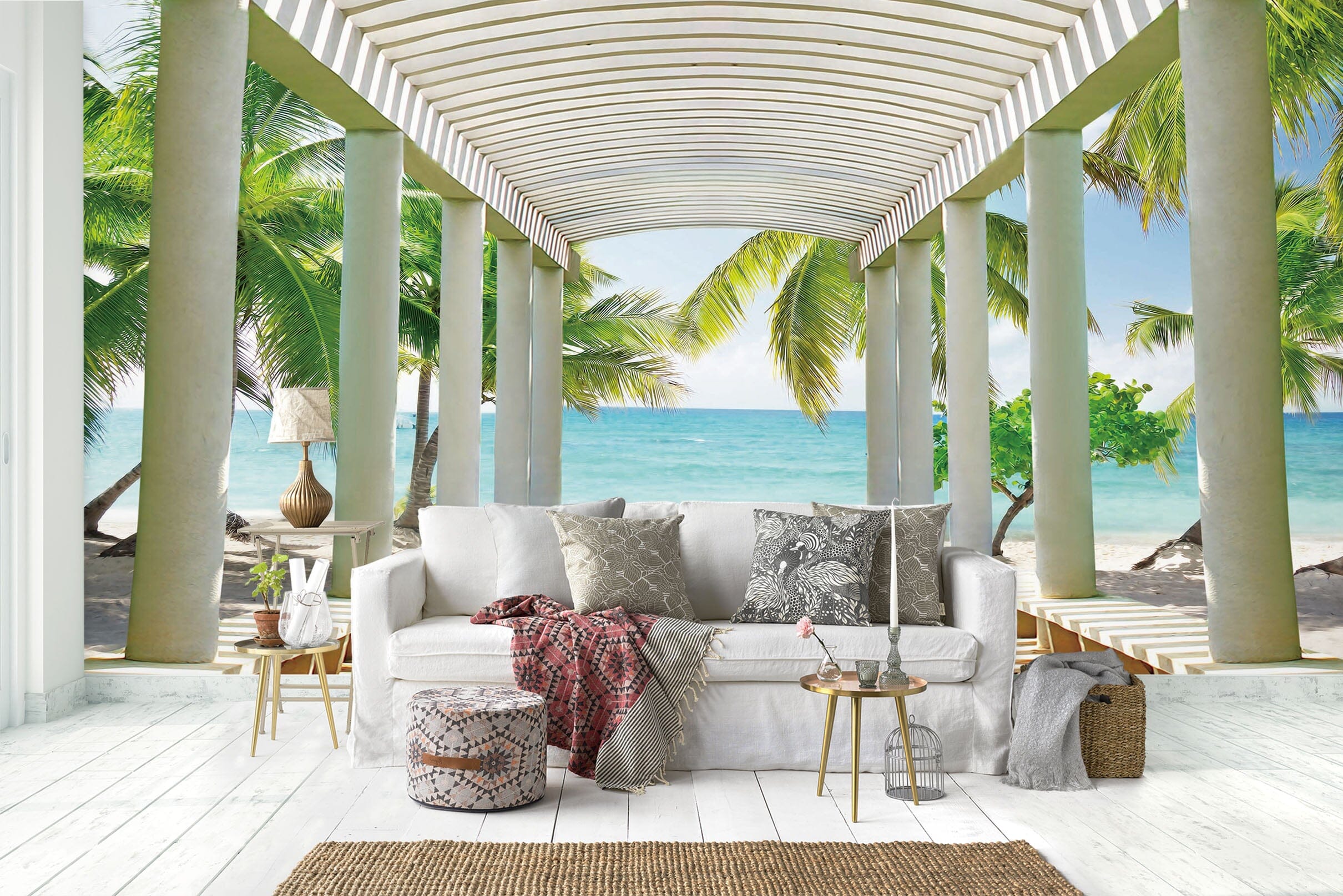 3D Coconut Gazebo 1446 Wall Murals Wallpaper AJ Wallpaper 2