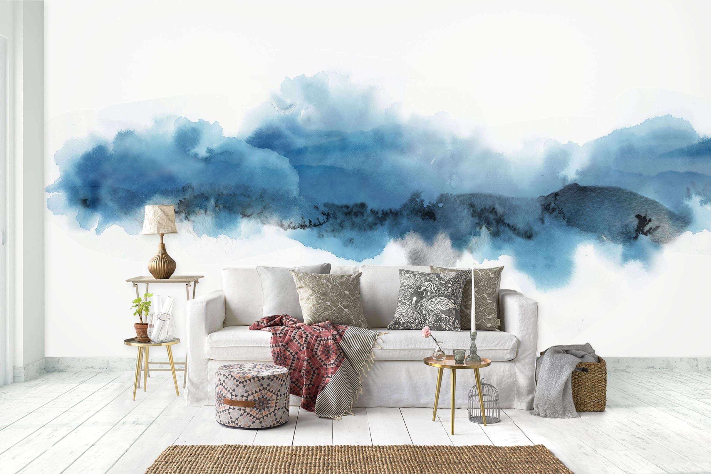 3D Blue Ink Pattern 1424 Wall Murals Wallpaper AJ Wallpaper 2