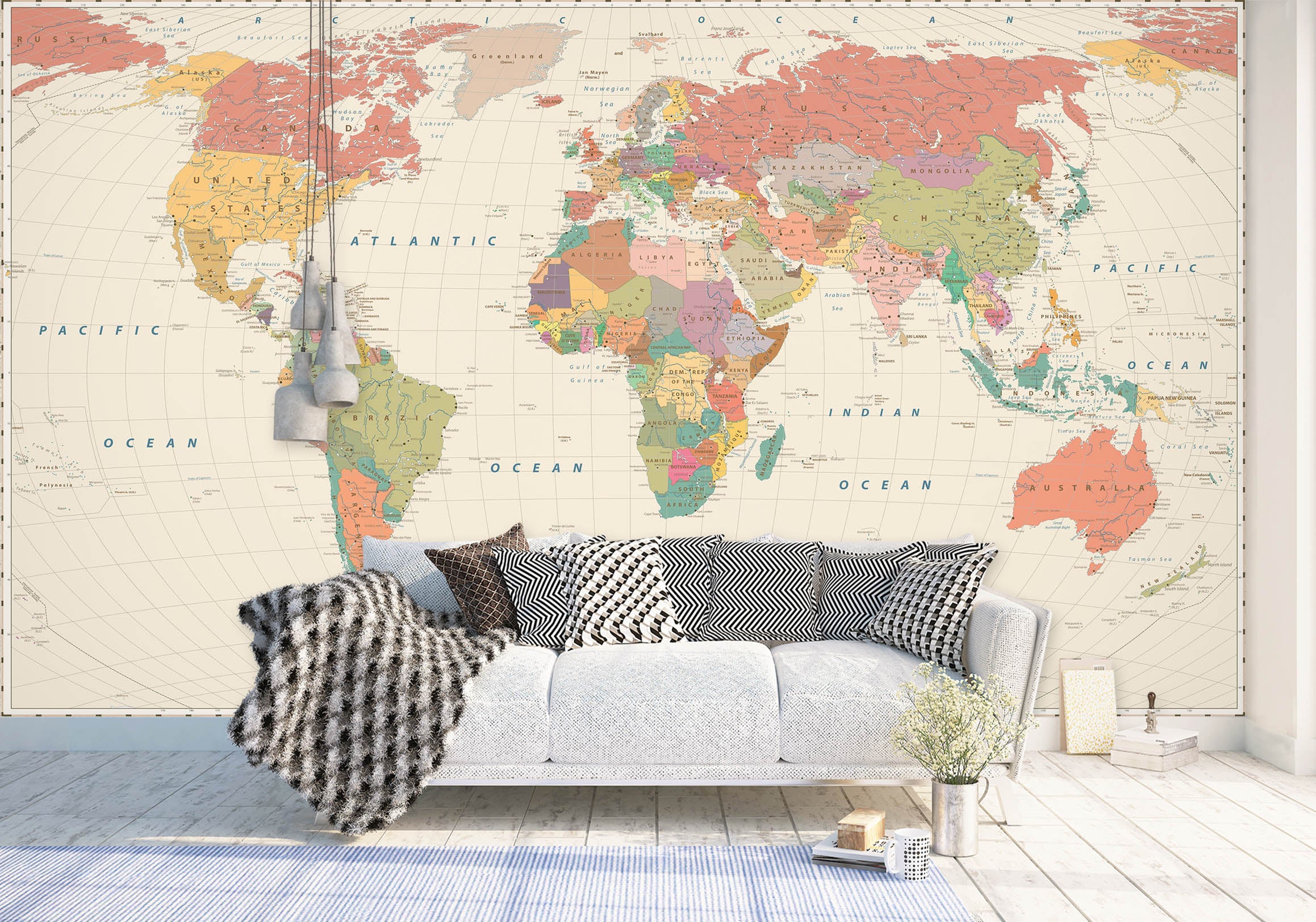 3D Yellow World Map 1134 Wall Murals