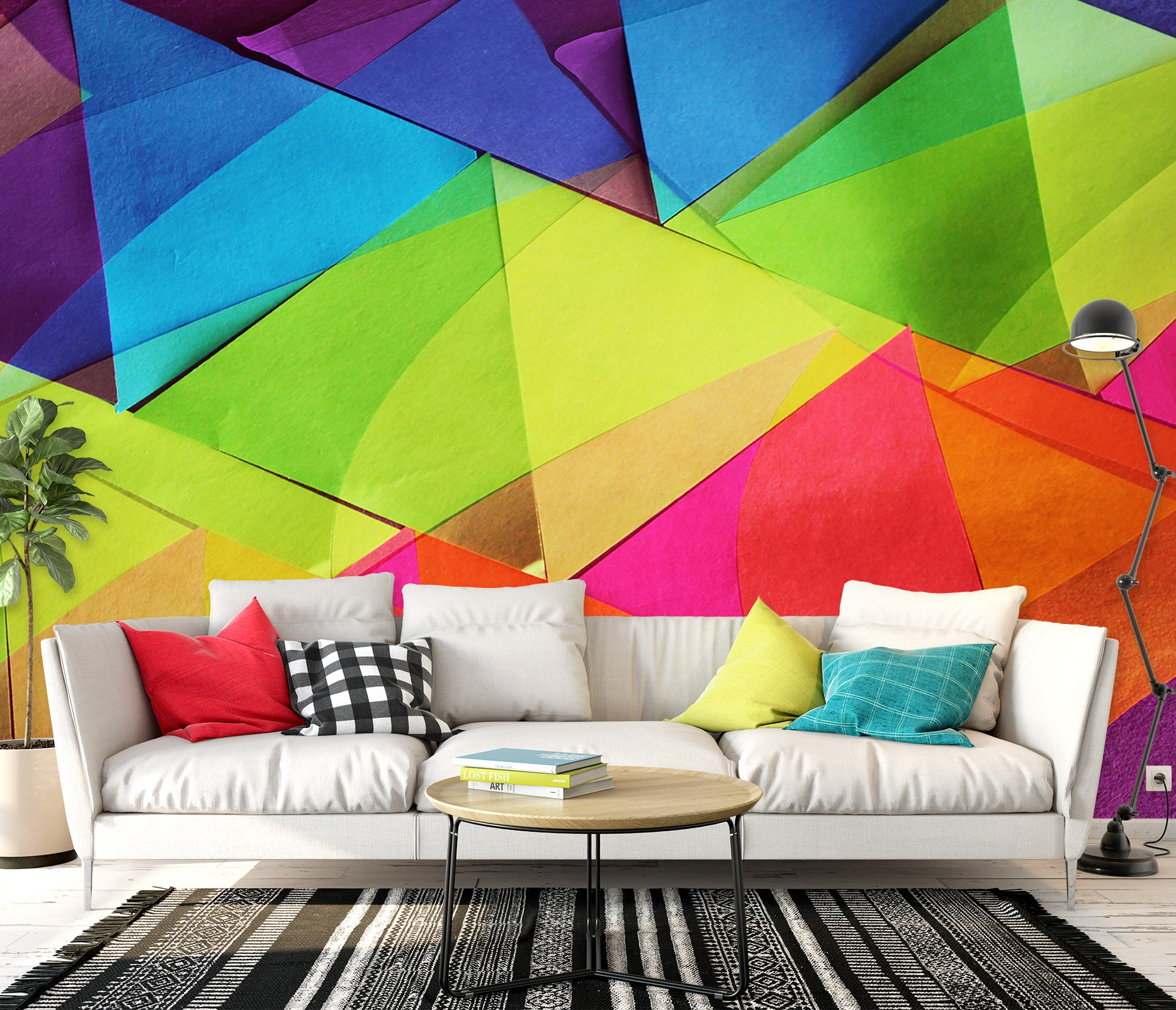 3D Colored Triangle 70120 Shandra Smith Wall Mural Wall Murals