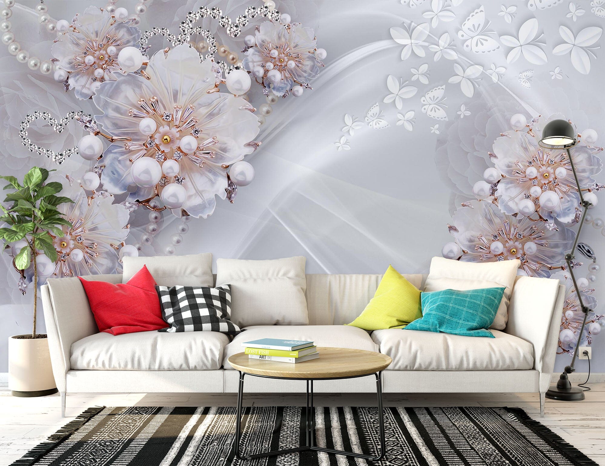 3D Pearl Flower 2067 Wall Murals Wallpaper AJ Wallpaper 2