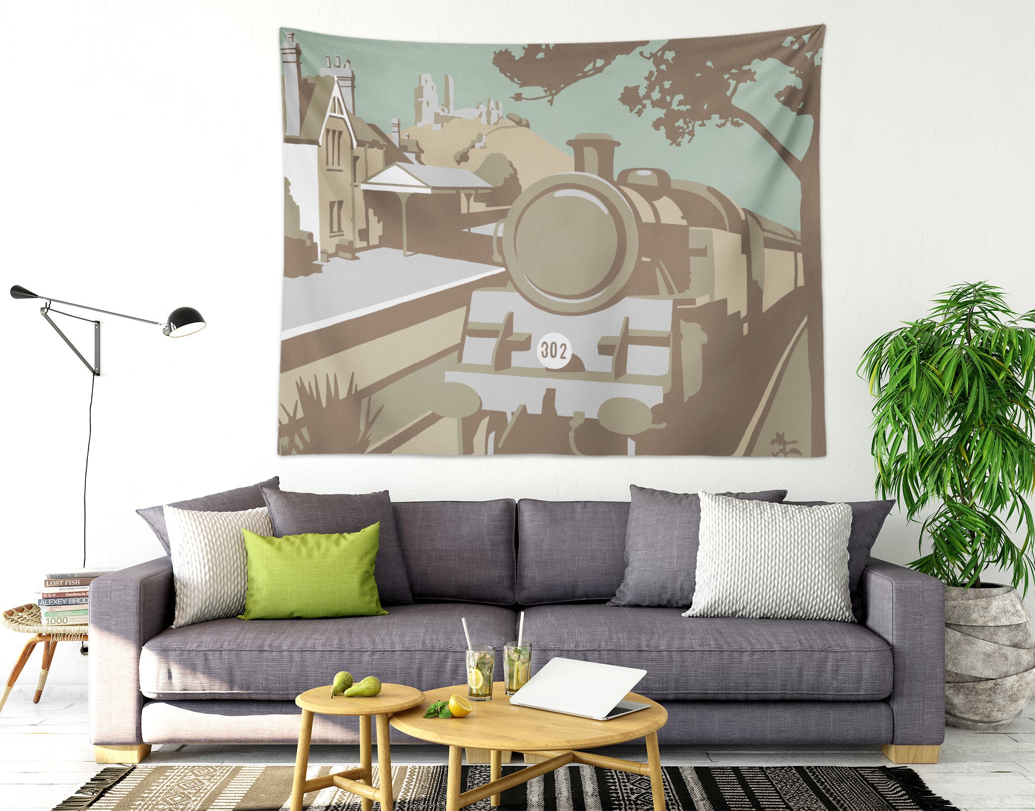 3D Retro Train 5309 Steve Read Tapestry Hanging Cloth Hang