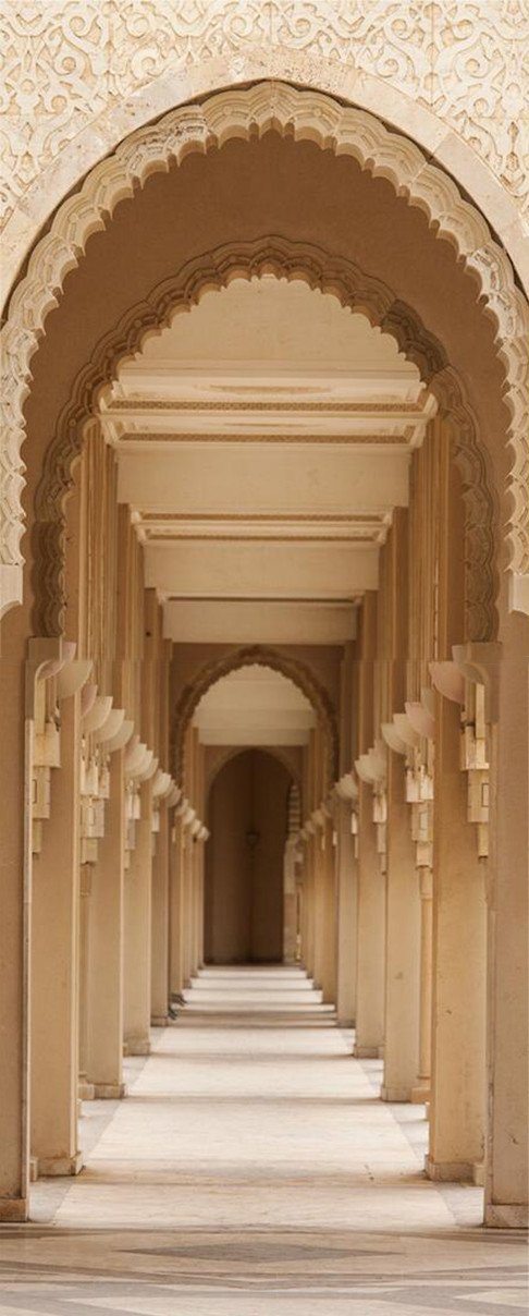 3D urban corridor door mural Wallpaper AJ Wallpaper