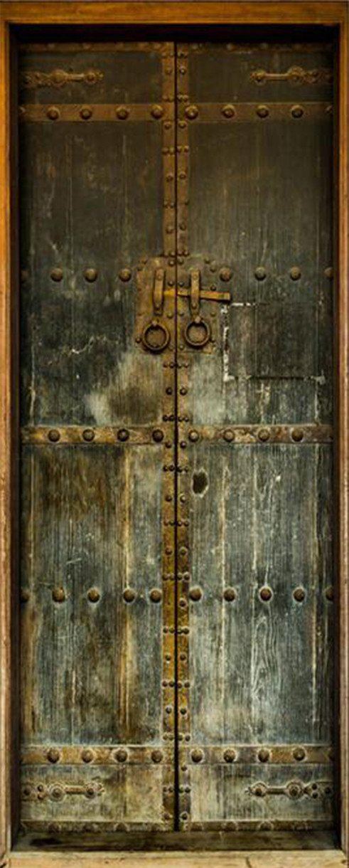 3D black iron gate door mural Wallpaper AJ Wallpaper