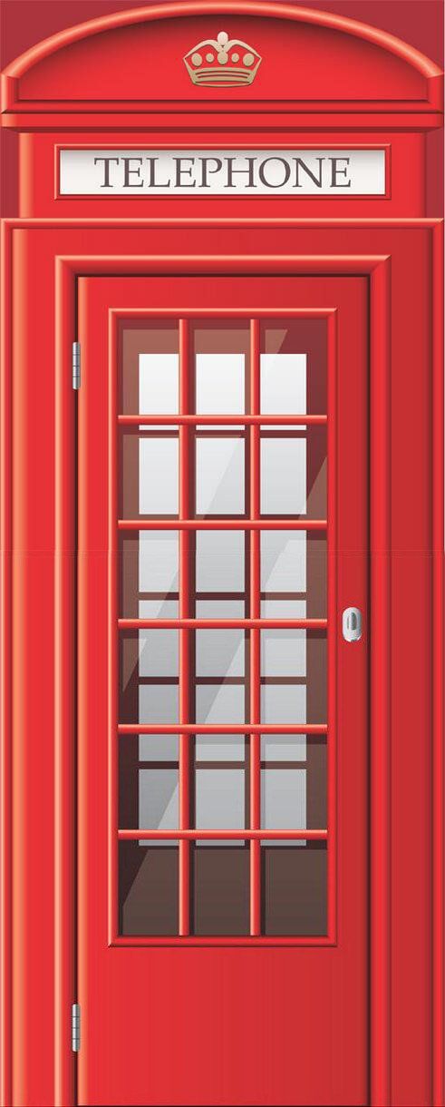 3D red Telephone booth door mural Wallpaper AJ Wallpaper