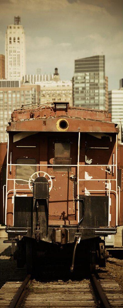 3D rail trajectory building door mural Wallpaper AJ Wallpaper