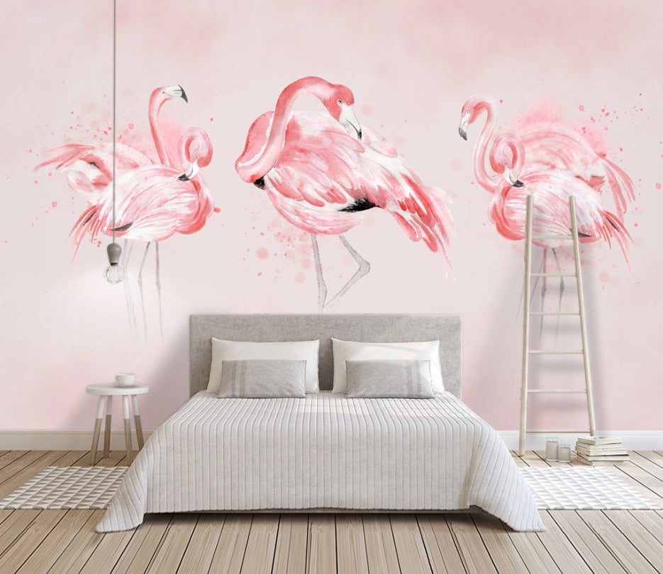 3D Pink Flamingo 1942 Wall Murals Wallpaper AJ Wallpaper 2