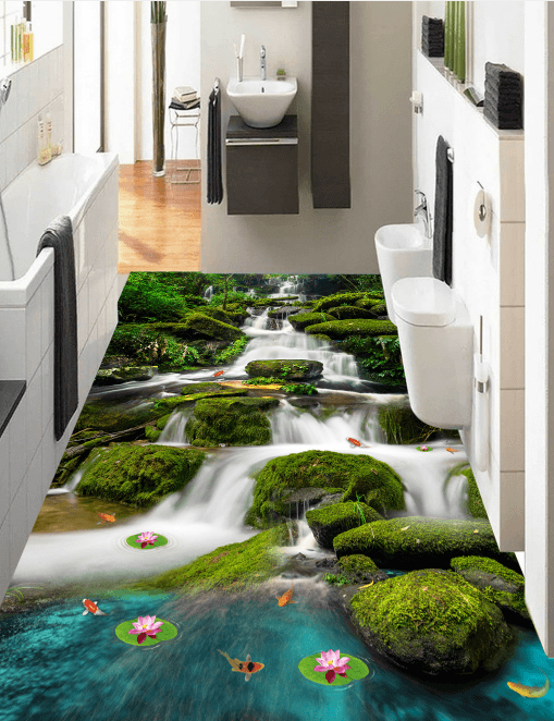 3D Moss River 337 Floor Mural Wallpaper AJ Wallpaper 2
