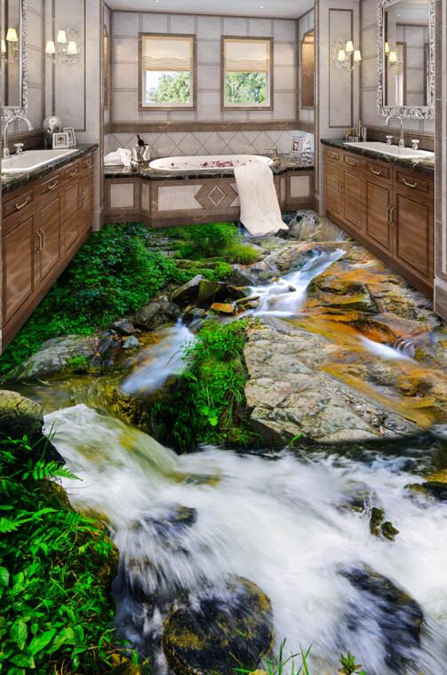 3D Rugged Stream Floor Mural Wallpaper AJ Wallpaper 2