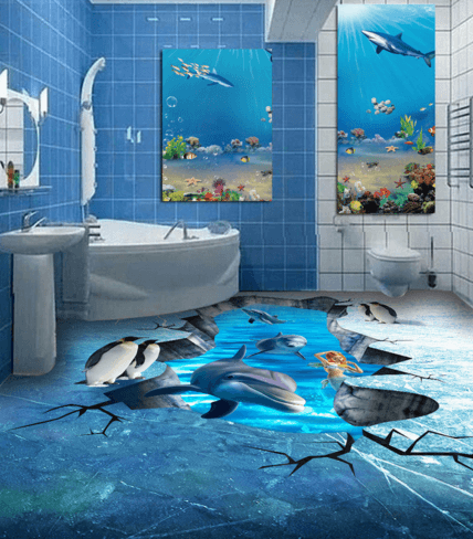 3D Sea Animals Floor Mural Wallpaper AJ Wallpaper 2