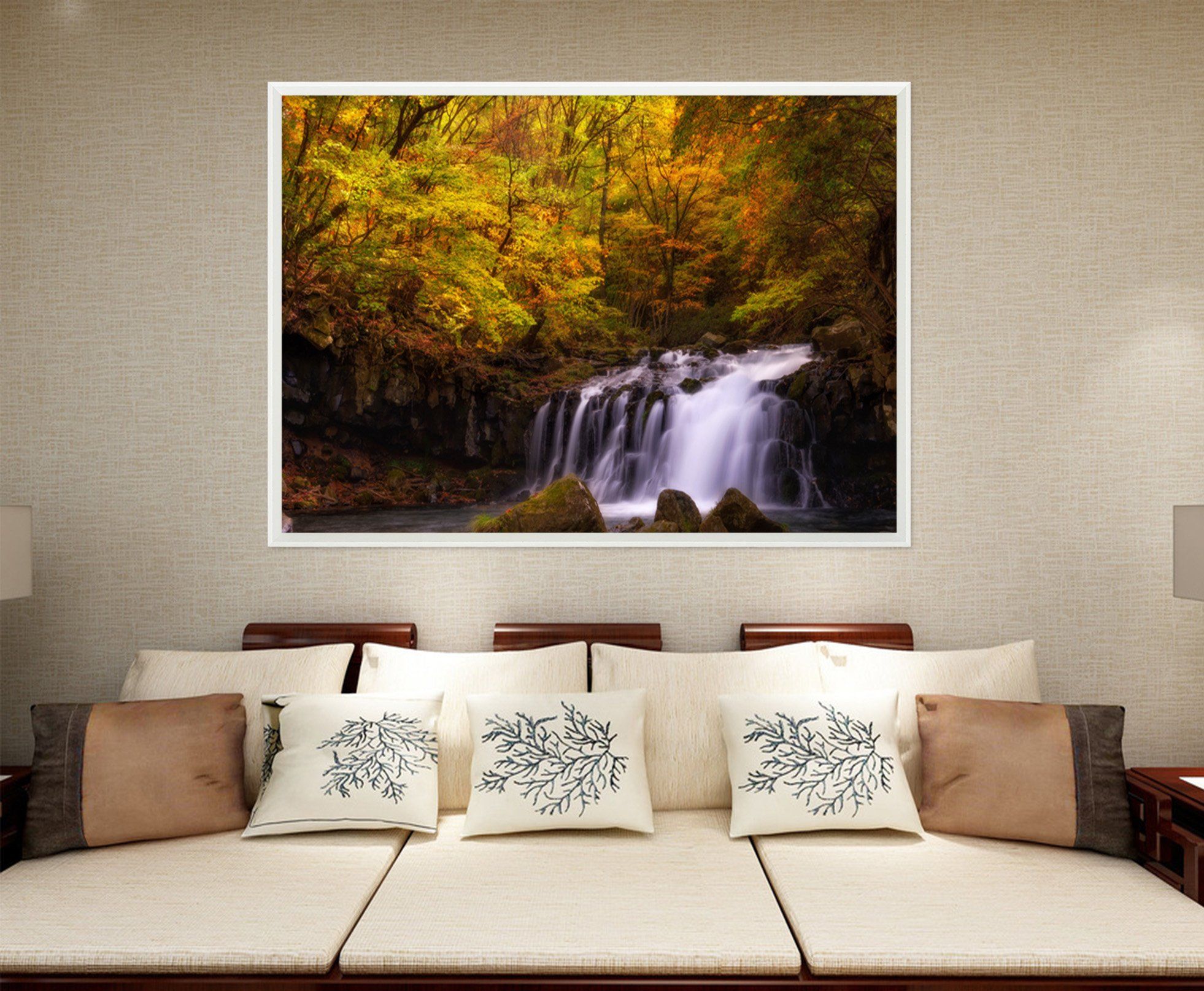 3D River At Dusk 020 Fake Framed Print Painting Wallpaper AJ Creativity Home
