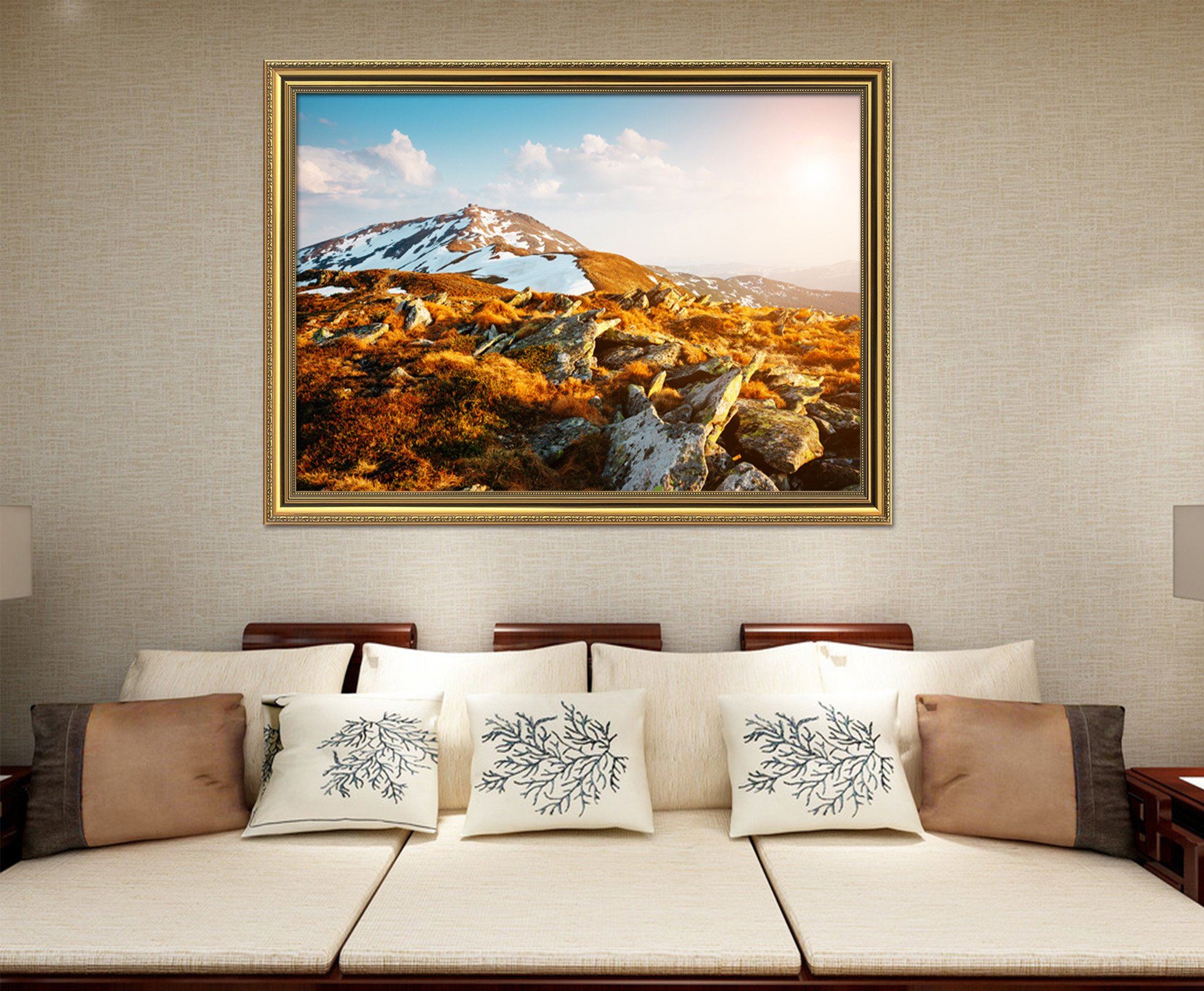 3D Hillside At Dusk 172 Fake Framed Print Painting Wallpaper AJ Creativity Home