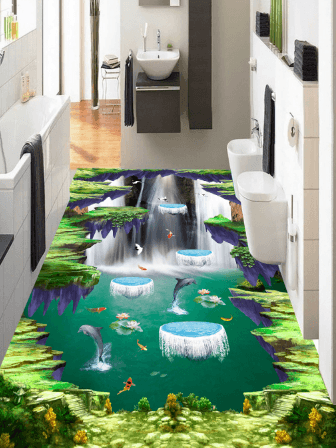 3D Jumping Dolphin 333 Floor Mural Wallpaper AJ Wallpaper 2