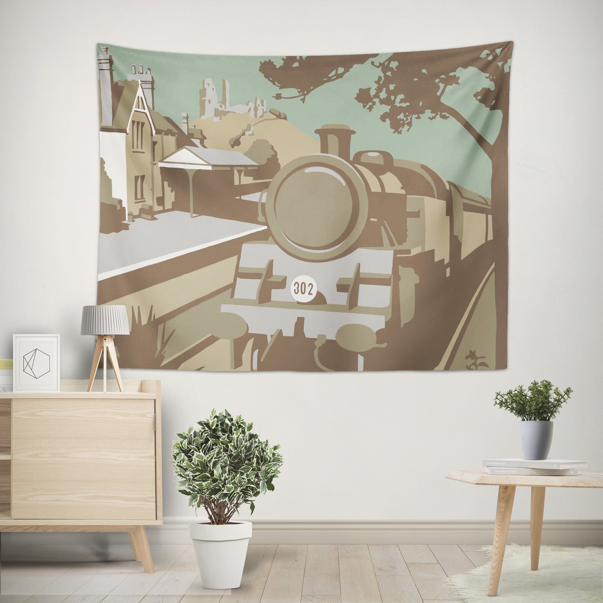 3D Retro Train 5309 Steve Read Tapestry Hanging Cloth Hang