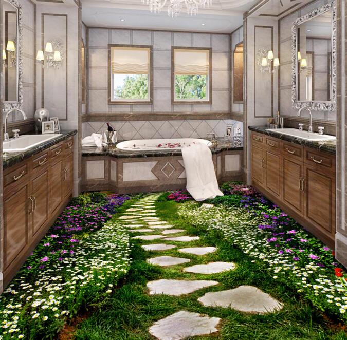 3D Garden Stone Path Floor Mural Wallpaper AJ Wallpaper 2
