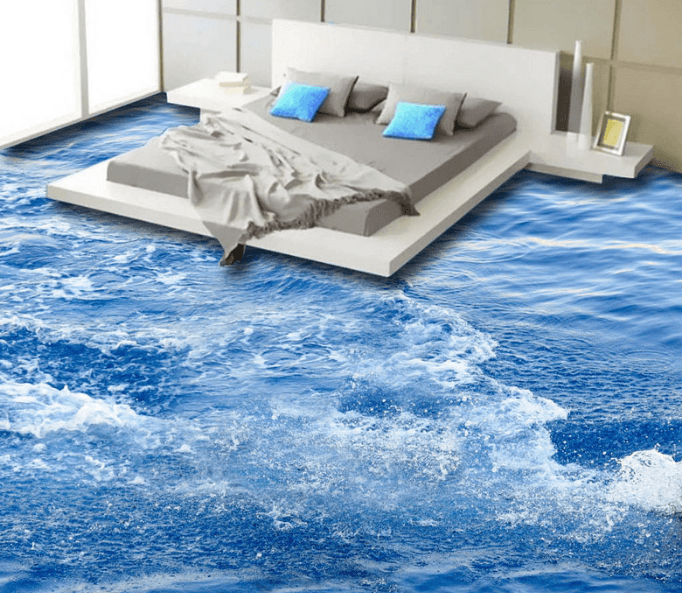 3D Wave 121 Floor Mural Wallpaper AJ Wallpaper 2