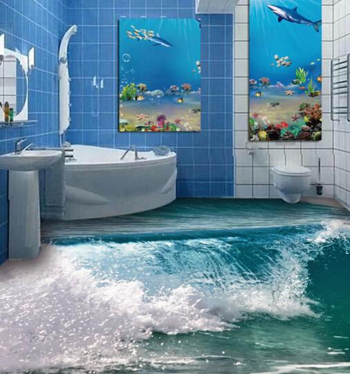 3D Rolling Waves Floor Mural Wallpaper AJ Wallpaper 2