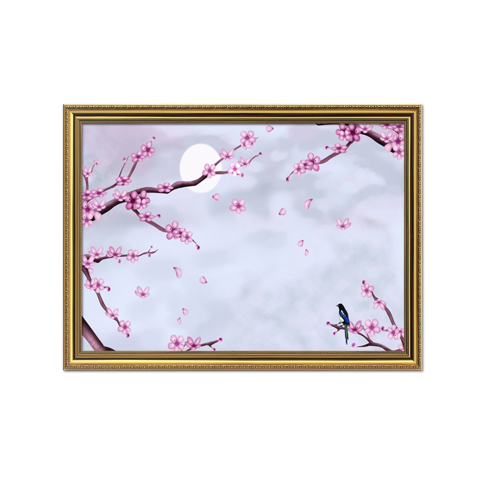 3D Moon Plum 200 Fake Framed Print Painting Wallpaper AJ Creativity Home