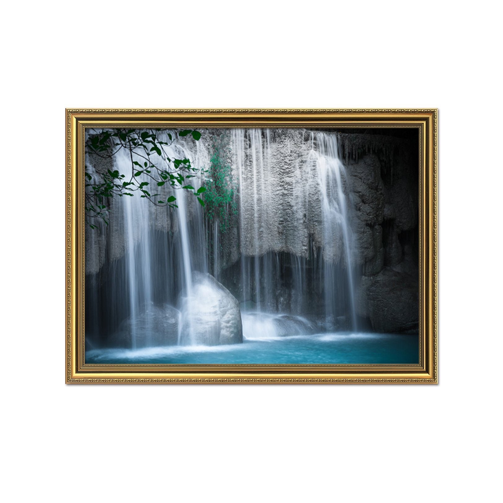 3D Dwarf Waterfall 154 Fake Framed Print Painting Wallpaper AJ Creativity Home