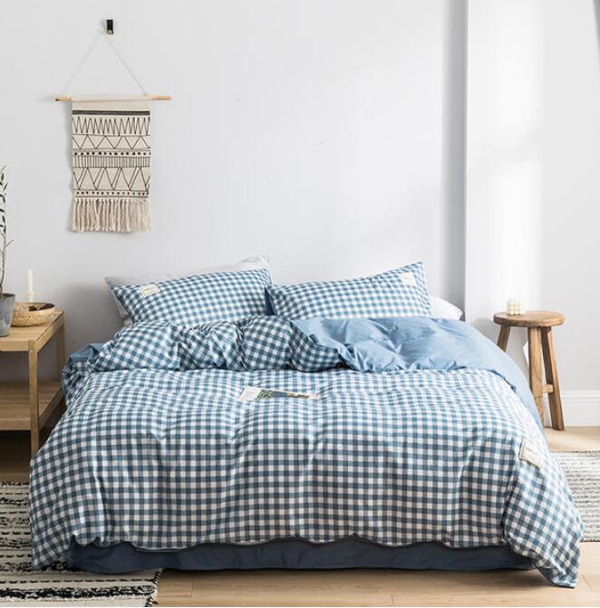 3D Blue Plaid 4175 Bed Pillowcases Quilt