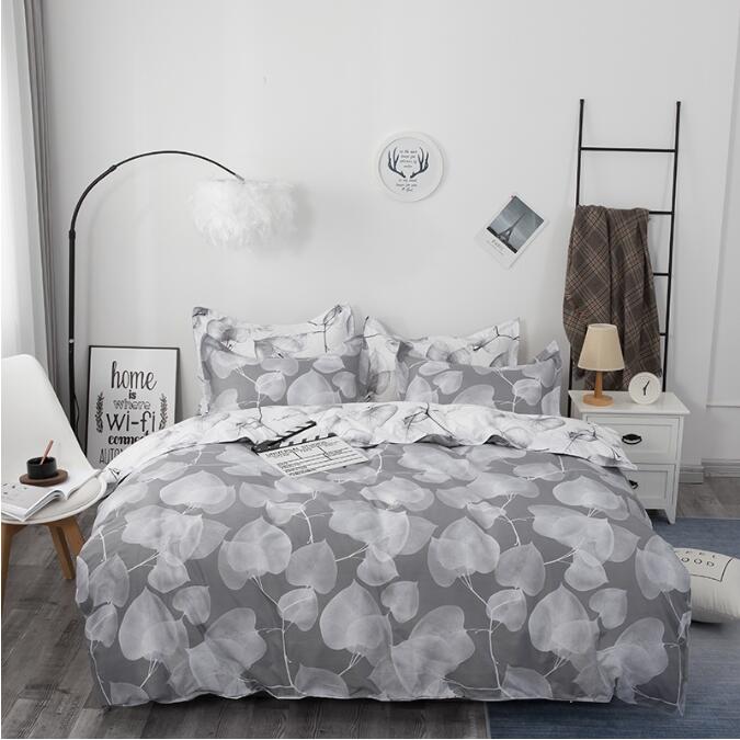 3D Gray Leaves 2105 Bed Pillowcases Quilt