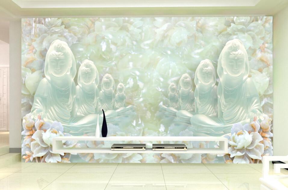 3D Light Blue Bodhisattva Wallpaper AJ Wallpaper 1