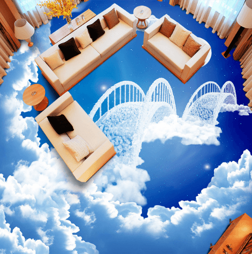 3D Cloud Bridge 117 Floor Mural Wallpaper AJ Wallpaper 2