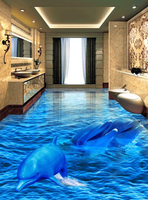 3D Dark Blue 034 Floor Mural Wallpaper AJ Wallpaper 2