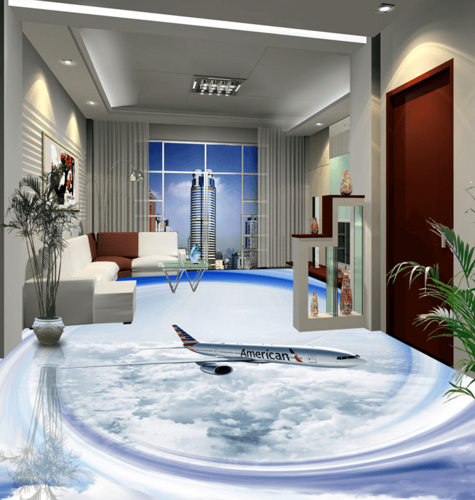 3D Aircraft 018 Floor Mural Wallpaper AJ Wallpaper 2