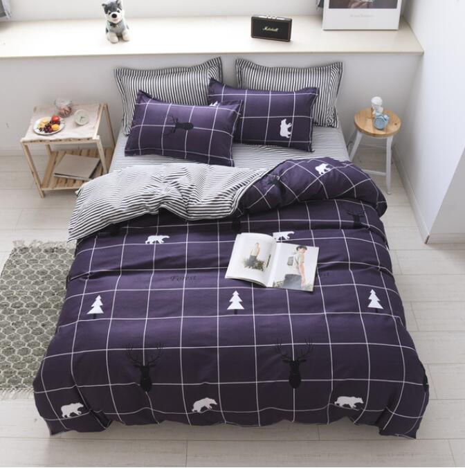 3D Navy Tree Deer 13129 Bed Pillowcases Quilt