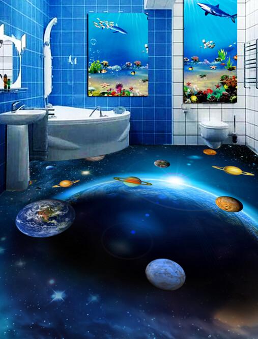 3D Colorful Universe Floor Mural Wallpaper AJ Wallpaper 2