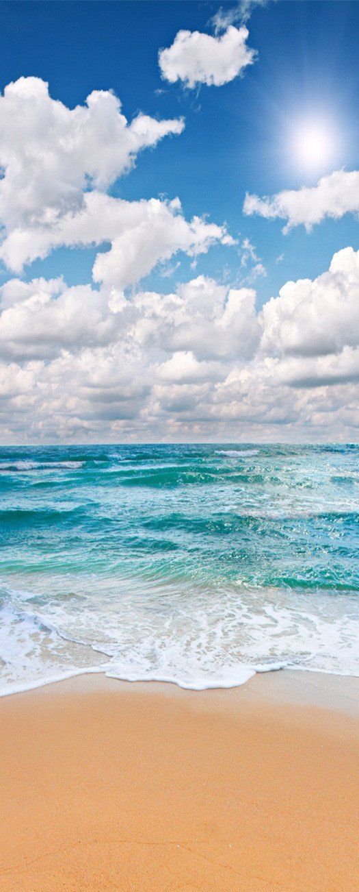 3D blue sky and white clouds door mural Wallpaper AJ Wallpaper