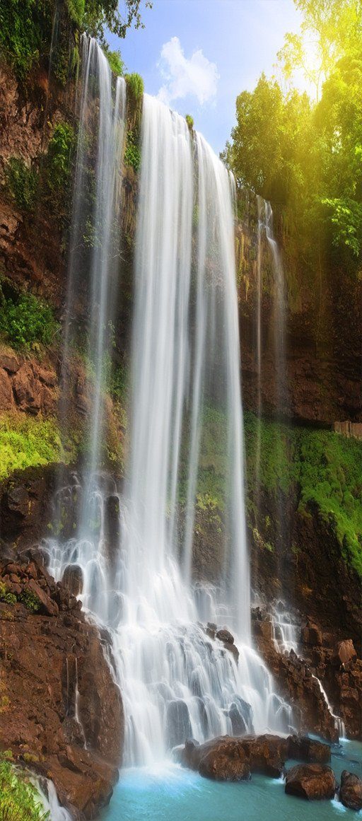 3D mountain waterfall painting door mural Wallpaper AJ Wallpaper