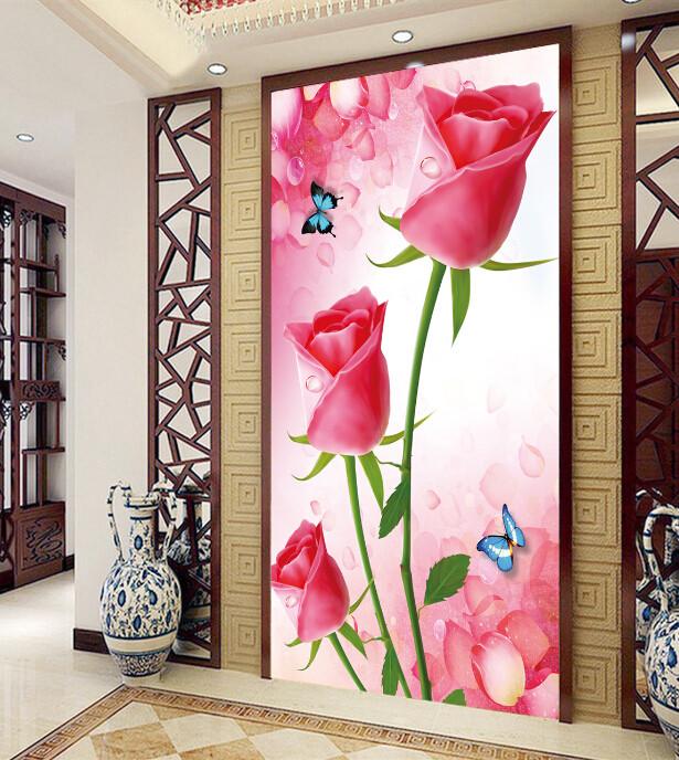 Red Roses And Butterflies Wallpaper AJ Wallpaper 2