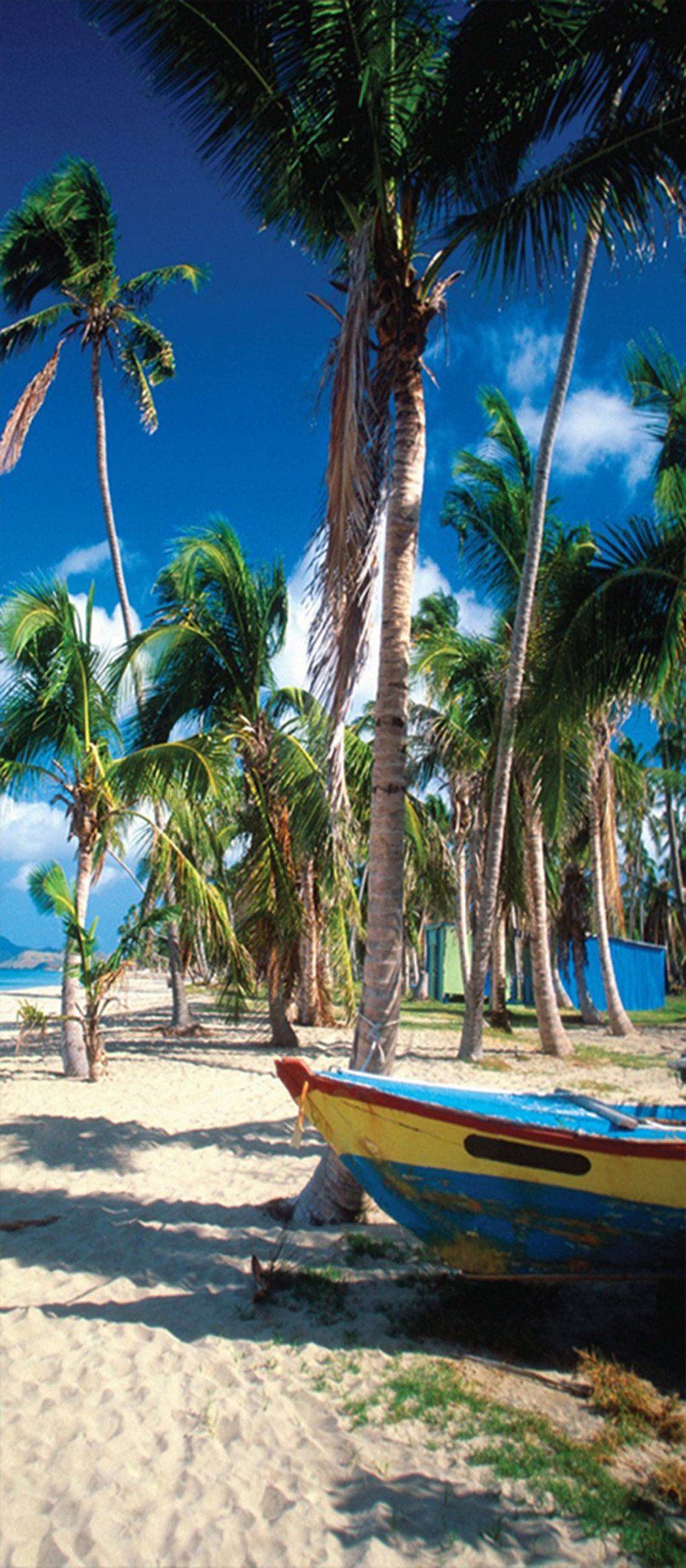 3D Beach Boats Trees 58 Door Mural Wallpaper AJ Wallpaper