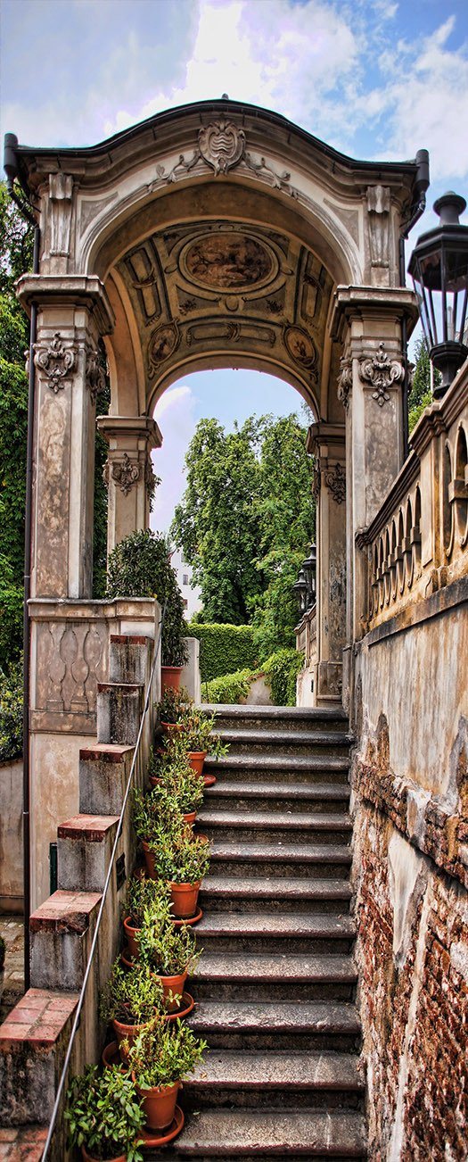 3D pavilion column the stone steps door mural Wallpaper AJ Wallpaper