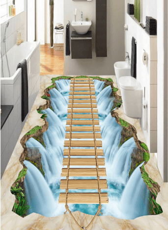 3D Rocking Wooden Bridge 083 Floor Mural Wallpaper AJ Wallpaper 2
