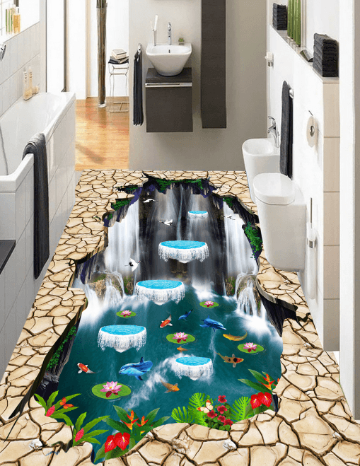 3D Cartoon Dolphins 340 Floor Mural Wallpaper AJ Wallpaper 2