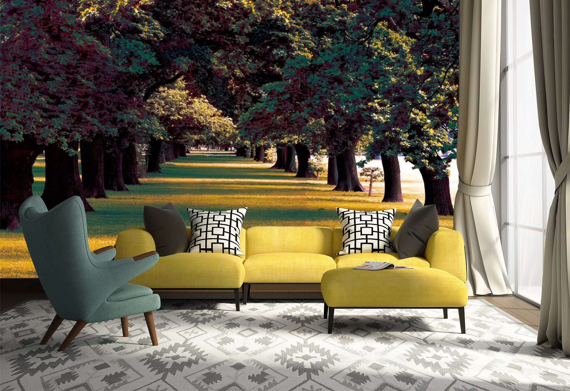 3D Summer Green Trees 587 Wallpaper AJ Wallpaper