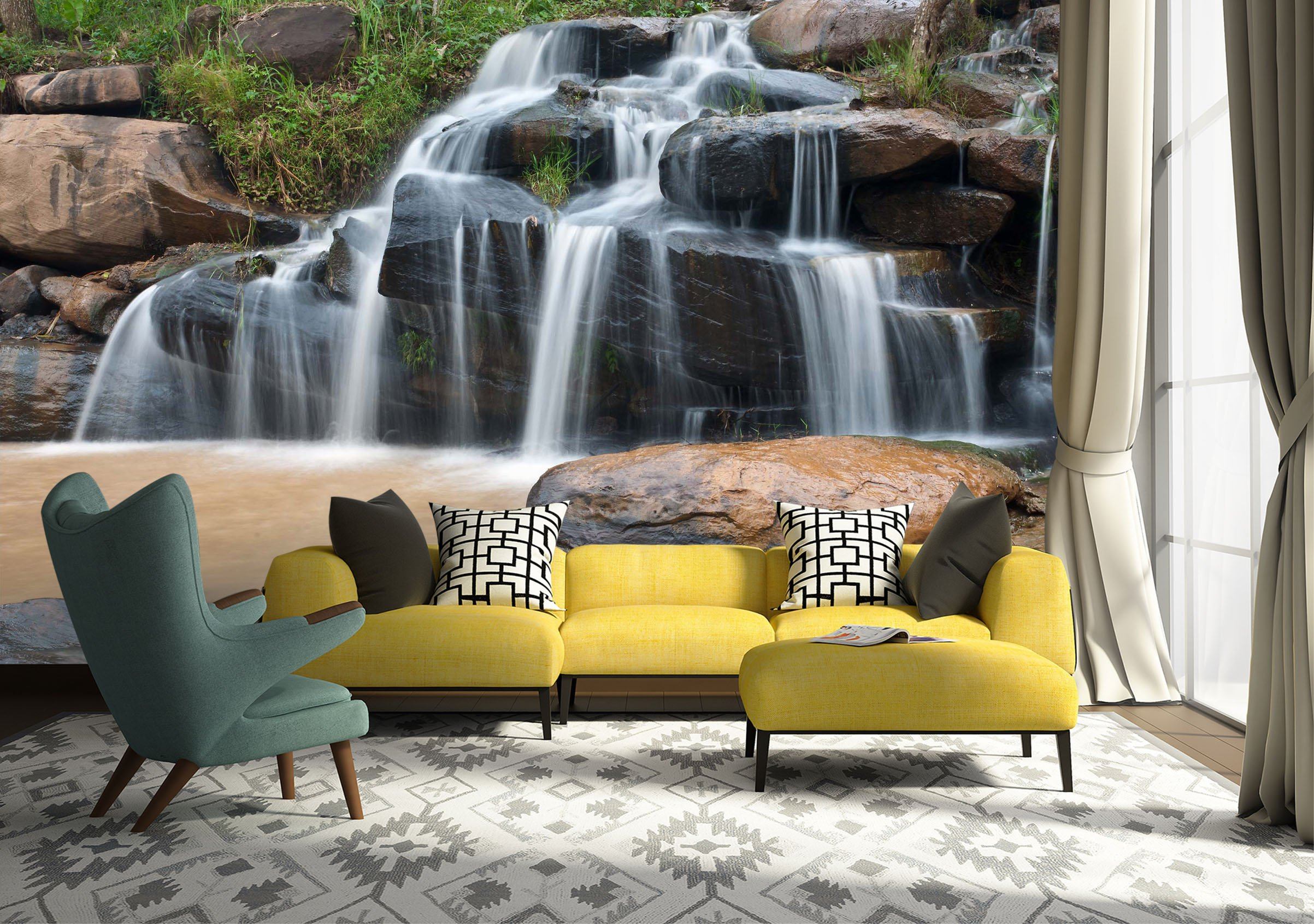 3D Waterfall Rock 695 Wallpaper AJ Wallpaper