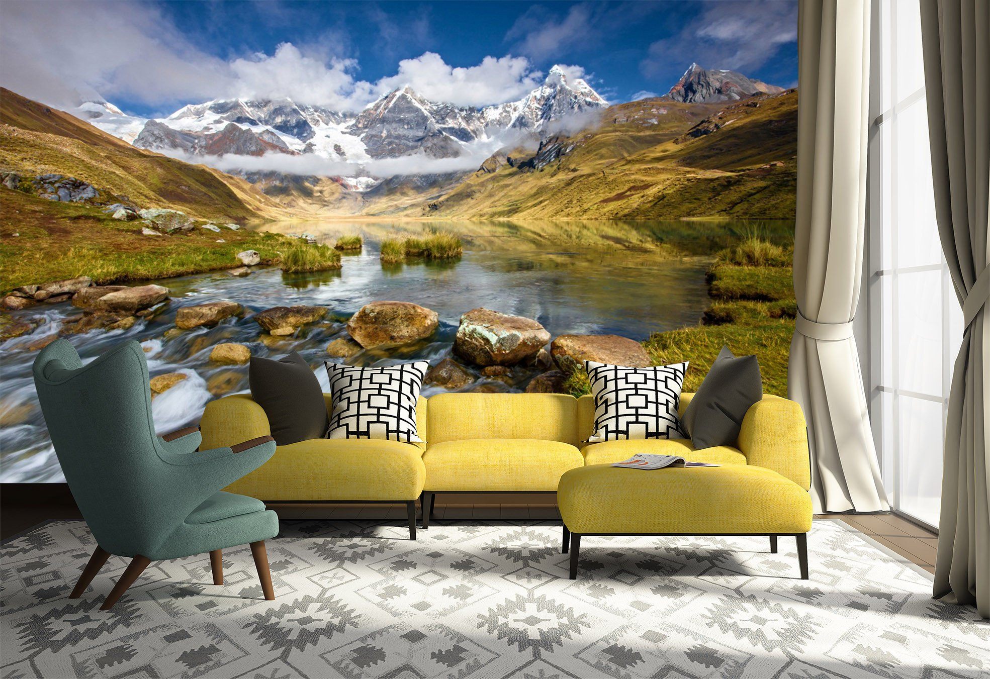 3D Jungle River Hill Stone 528 Wallpaper AJ Wallpaper