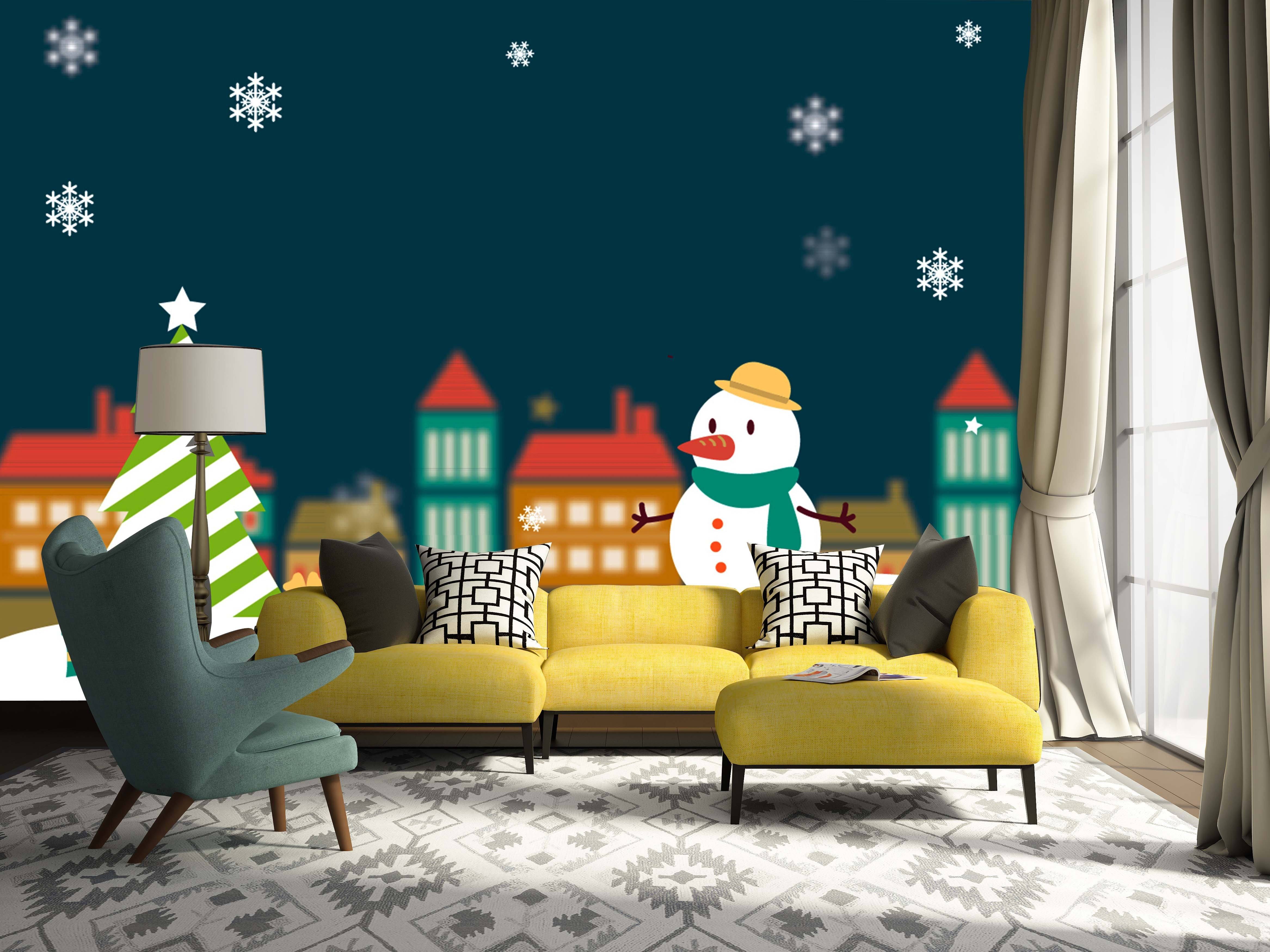 3D Snowflakes Snowman 010 Wallpaper AJ Wallpaper