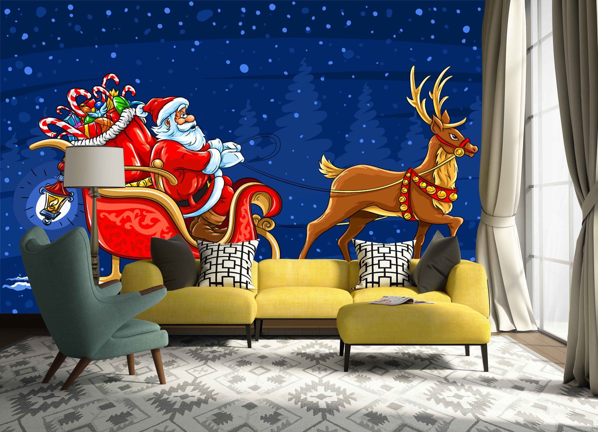 3D Father Christmas And His Reindeer 727 Wallpaper AJ Wallpaper