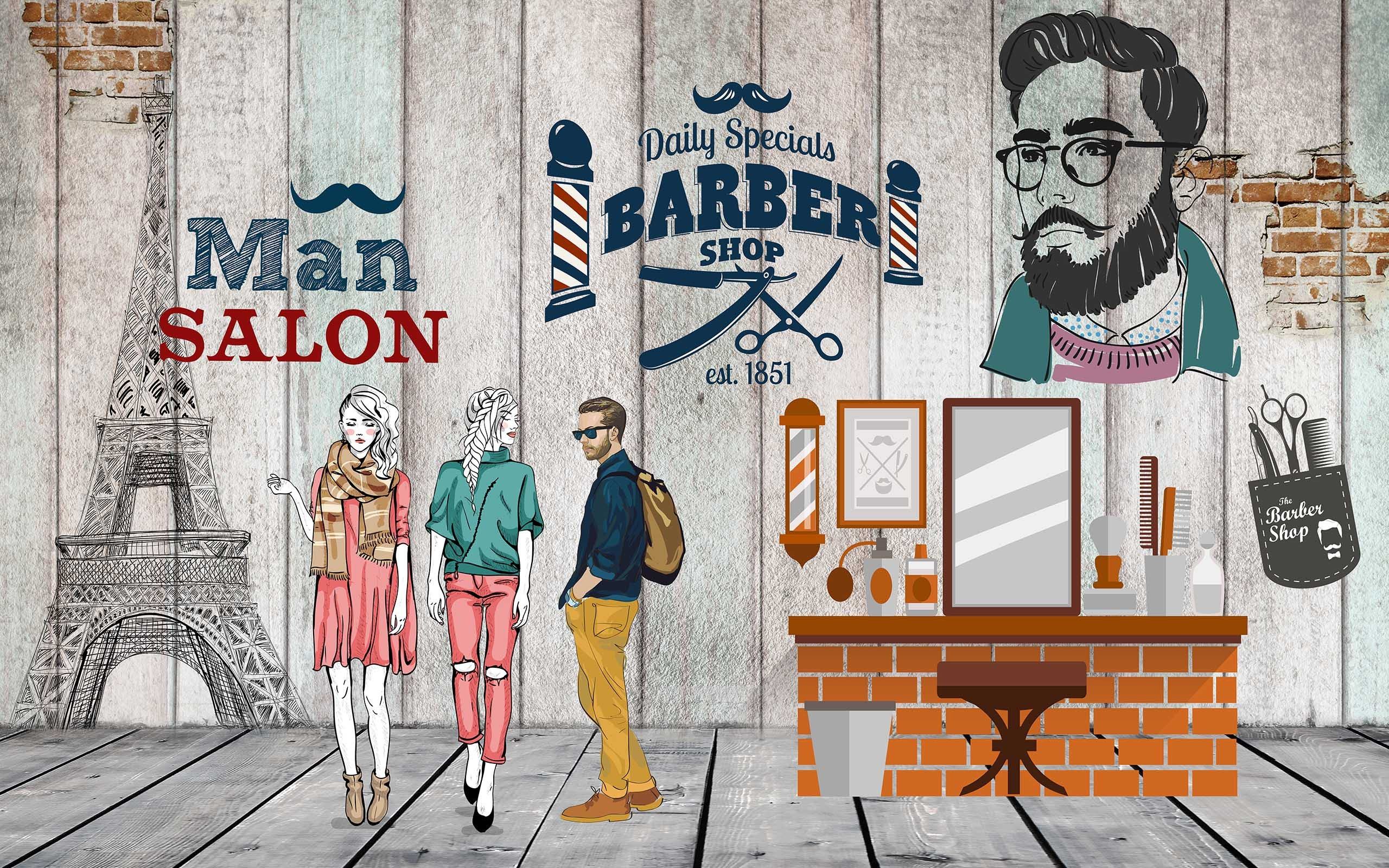 3D Barbershop 823 Curtains Drapes Wallpaper AJ Wallpaper